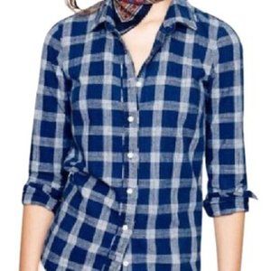 J. Crew Boy Shirt in Blue Indigo Plaid Size 4
